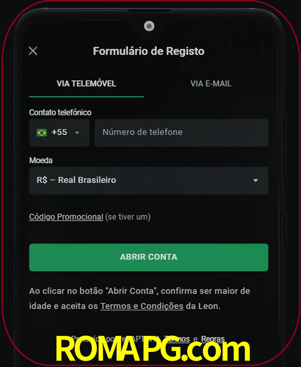 Abra o aplicativo e inicie o processo de registro.