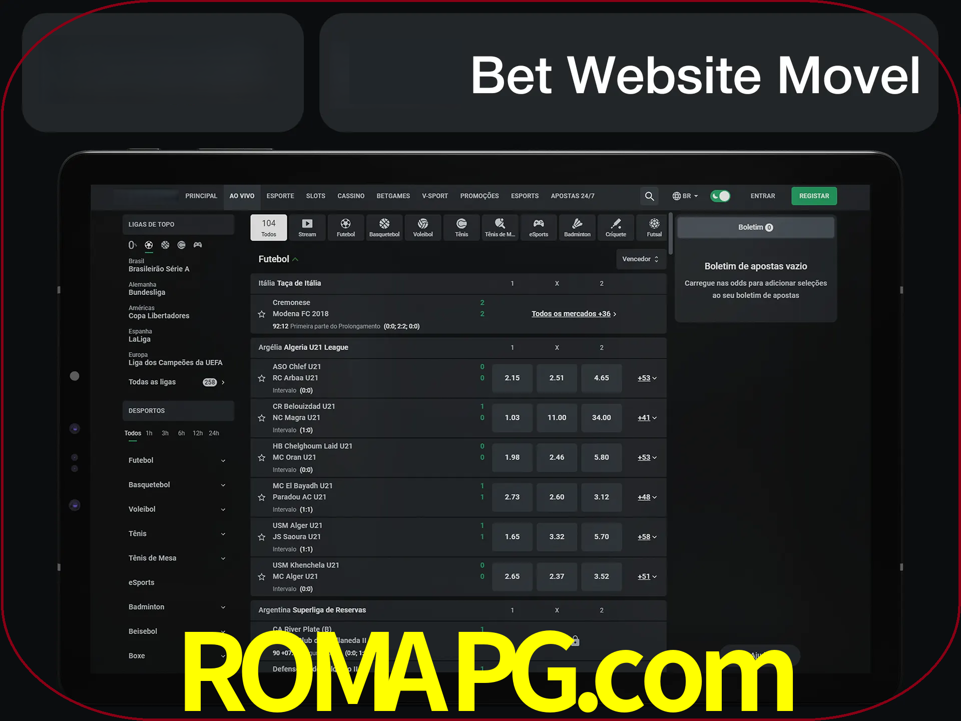 Use nosso website em qualquer dispositivo.